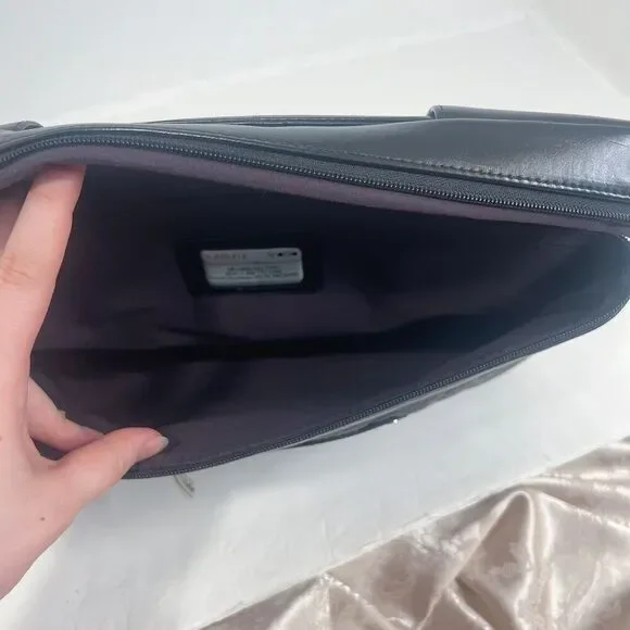 Knomo London Alfie Laptop Bag Briefcase Work Bag Black Leather Quilted Grey - Picture 7 of 11